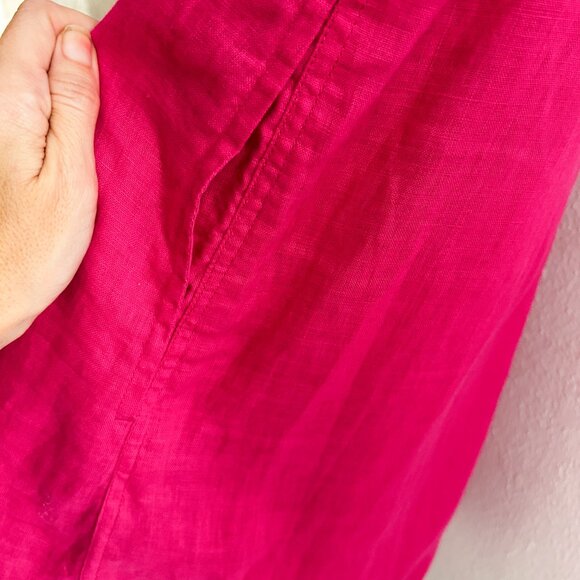 J. CREW Maxine Button Back Linen Shift Dress in Magenta/Pink - Picture 5 of 7